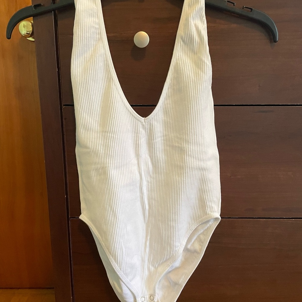 Women’s White Ribbed Body Suit